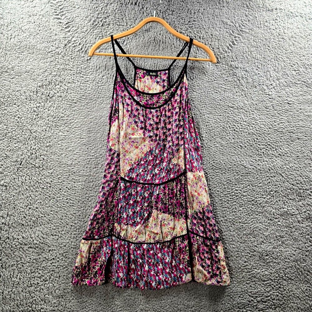 Bardot Womens A-line Mini Dress Size 10 Pink Floral Sleeveless Scoop Neck